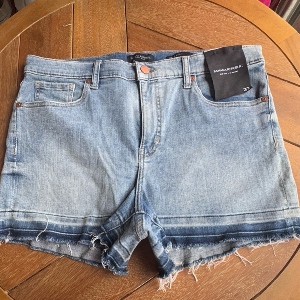 Banana Republic Blue Jean Shortwith Distressed Hem